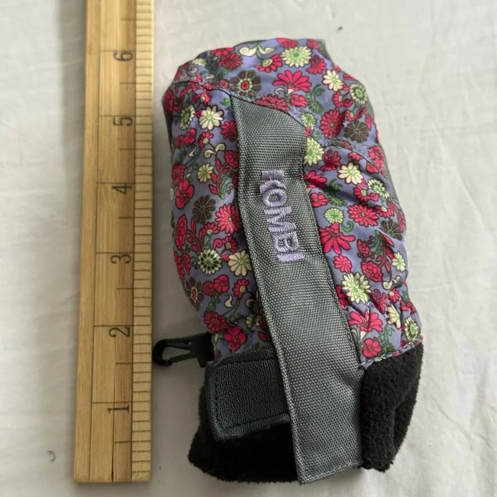 Kombi Mittens Child S Small Girls Toddler Purple Pink Black Floral Fleece Lined